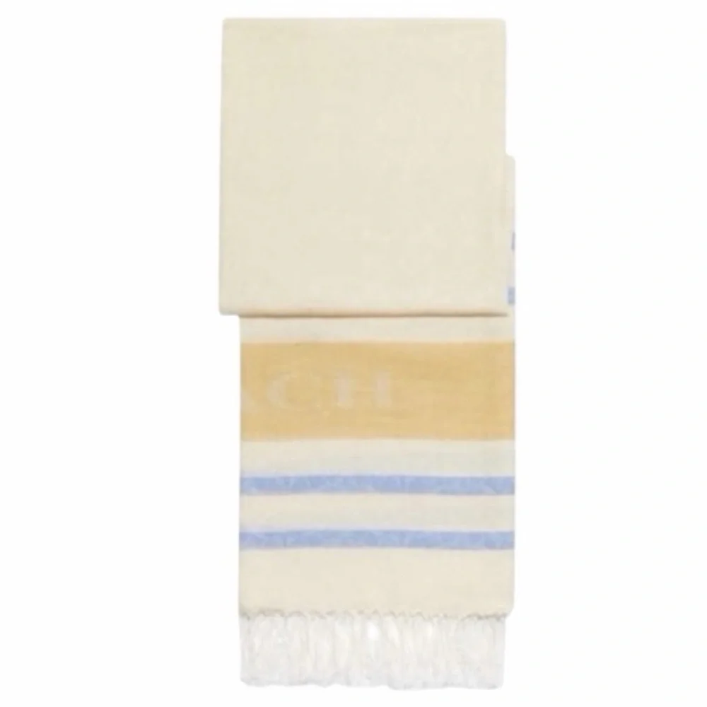 Coach Striped Pareo Scarf With Fringe: Chalk Multicolor NWT